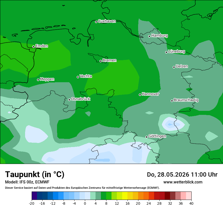 Modellkarte ECMWF – td – ni