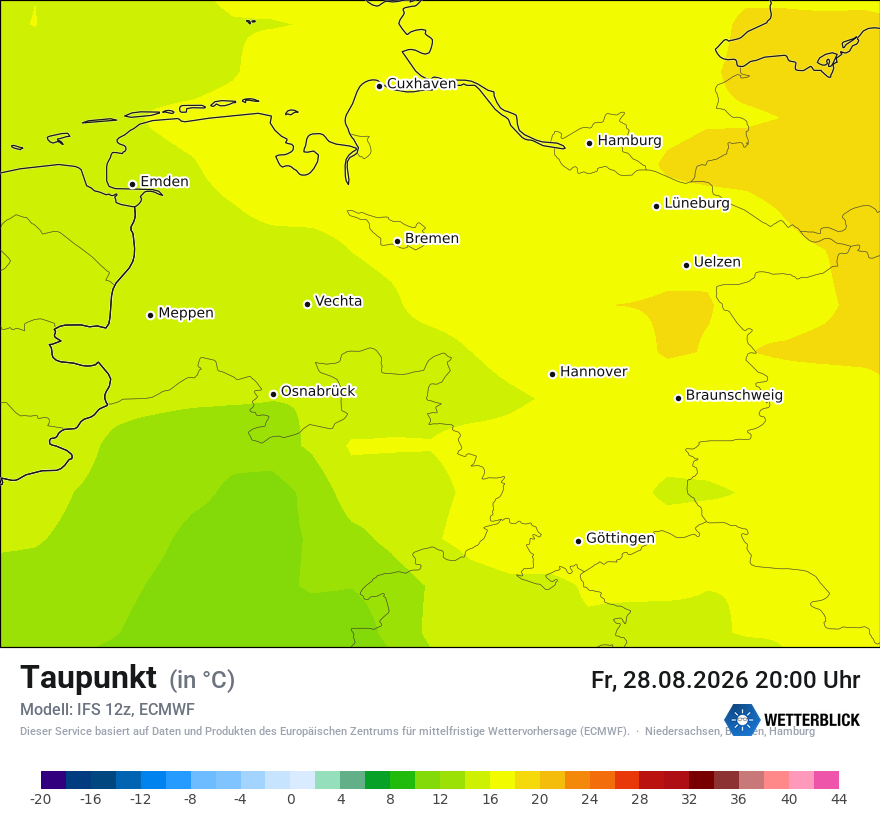 Modellkarte ECMWF – td – ni