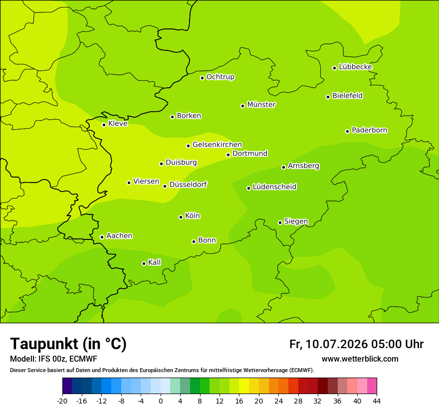 Modellkarte ECMWF – td – nrw