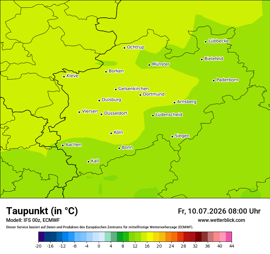 Modellkarte ECMWF – td – nrw