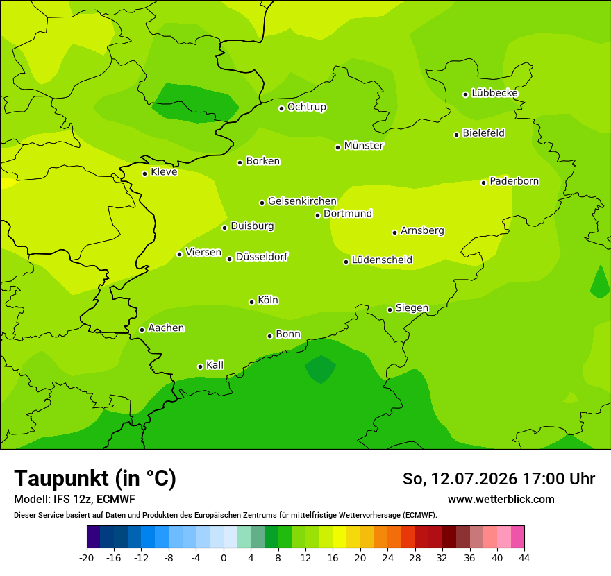 Modellkarte ECMWF – td – nrw