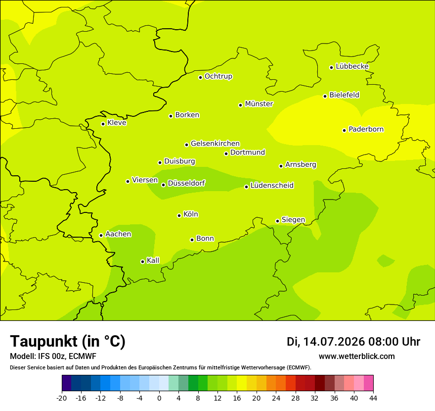 Modellkarte ECMWF – td – nrw