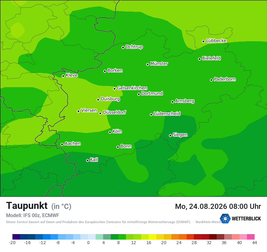 Modellkarte ECMWF – td – nrw