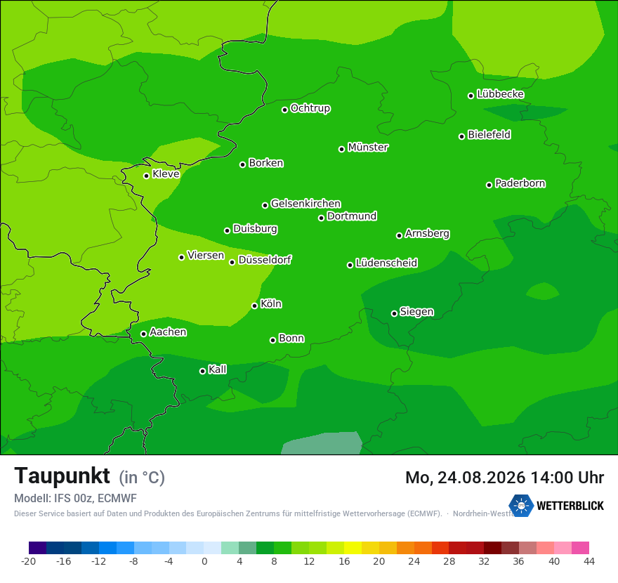 Modellkarte ECMWF – td – nrw