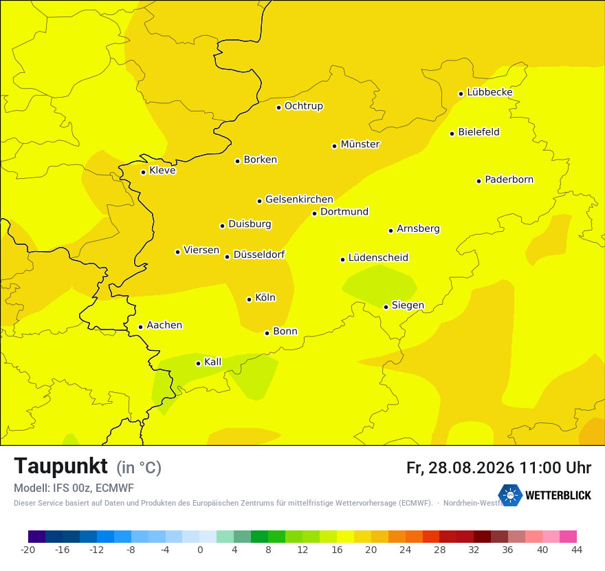 Modellkarte ECMWF – td – nrw