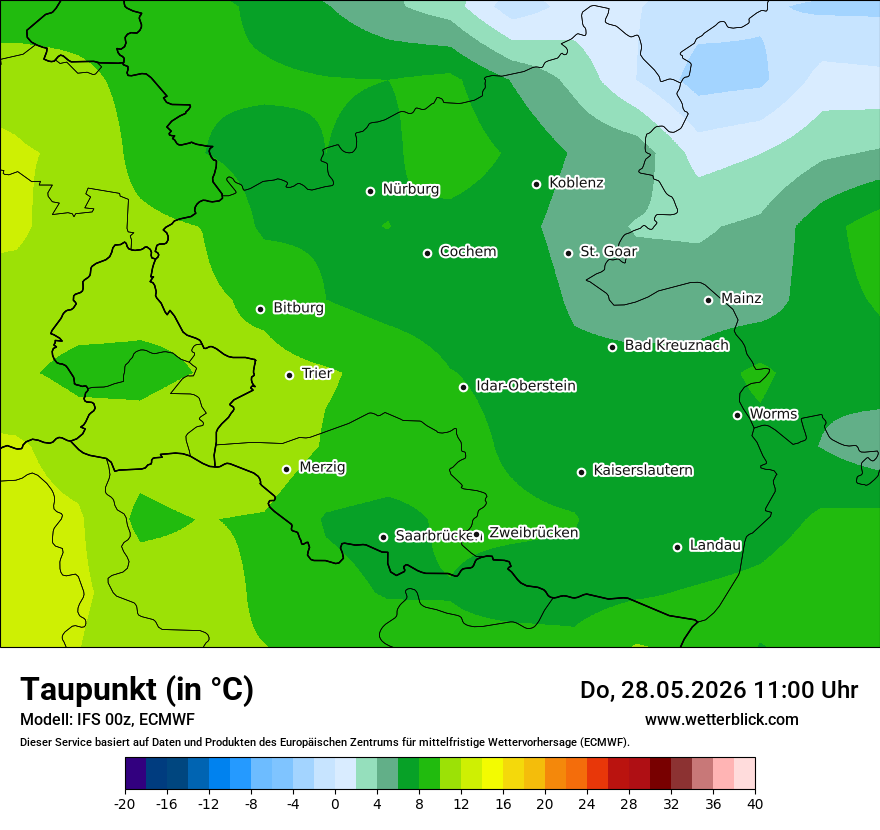 Modellkarte ECMWF – td – rp