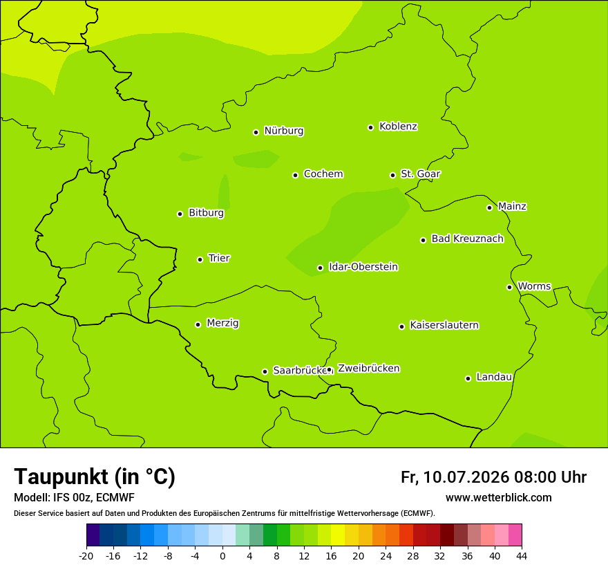 Modellkarte ECMWF – td – rp