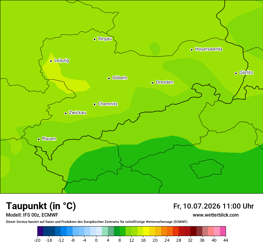 Modellkarte ECMWF – td – sn