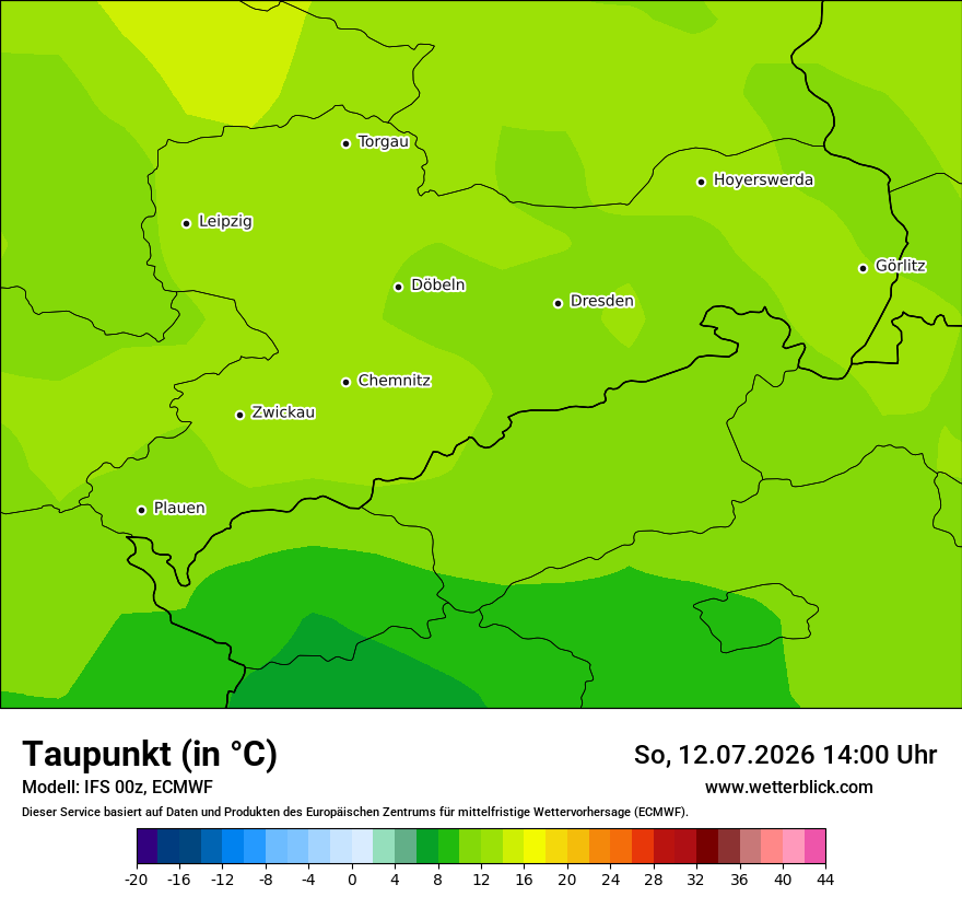 Modellkarte ECMWF – td – sn