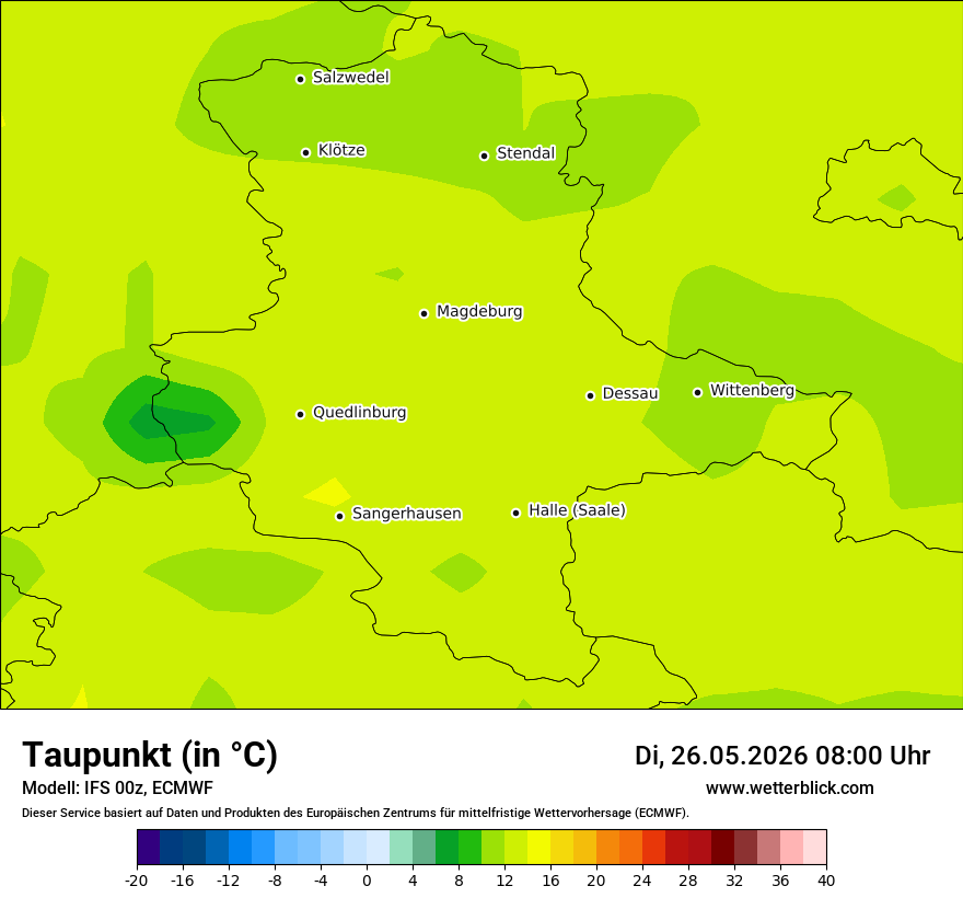 Modellkarte ECMWF – td – st