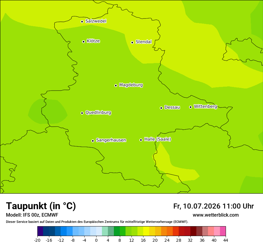 Modellkarte ECMWF – td – st