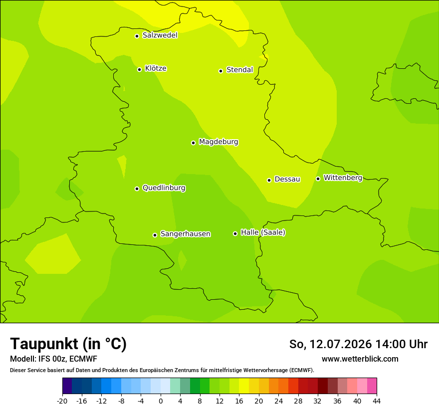 Modellkarte ECMWF – td – st