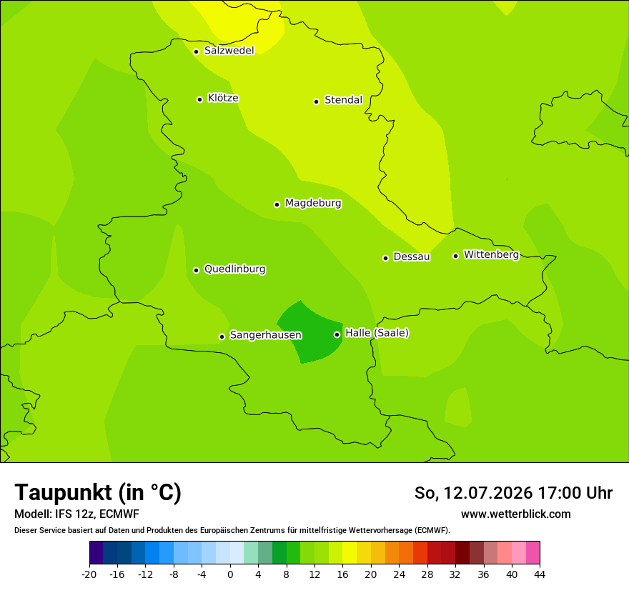 Modellkarte ECMWF – td – st