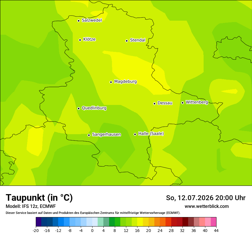 Modellkarte ECMWF – td – st