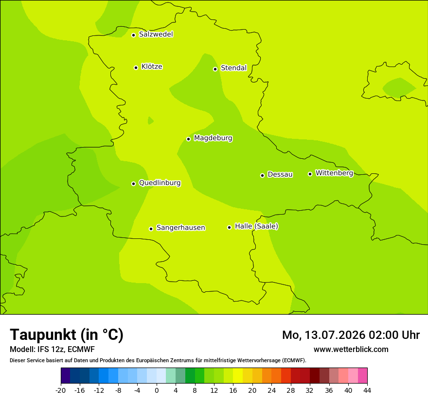 Modellkarte ECMWF – td – st