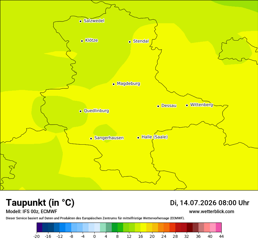 Modellkarte ECMWF – td – st