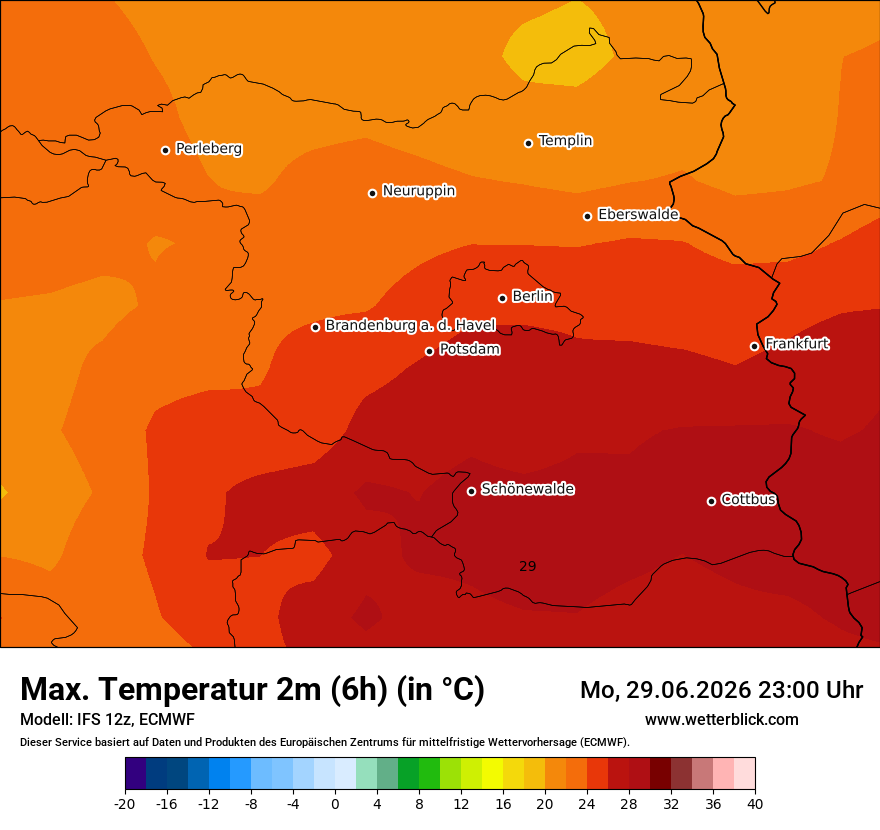 Modellkarte ECMWF – tmax6h – bb