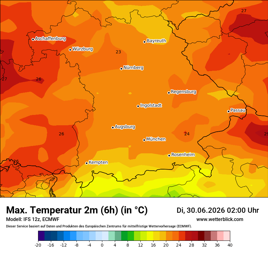 Modellkarte ECMWF – tmax6h – by