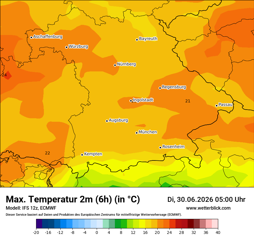 Modellkarte ECMWF – tmax6h – by