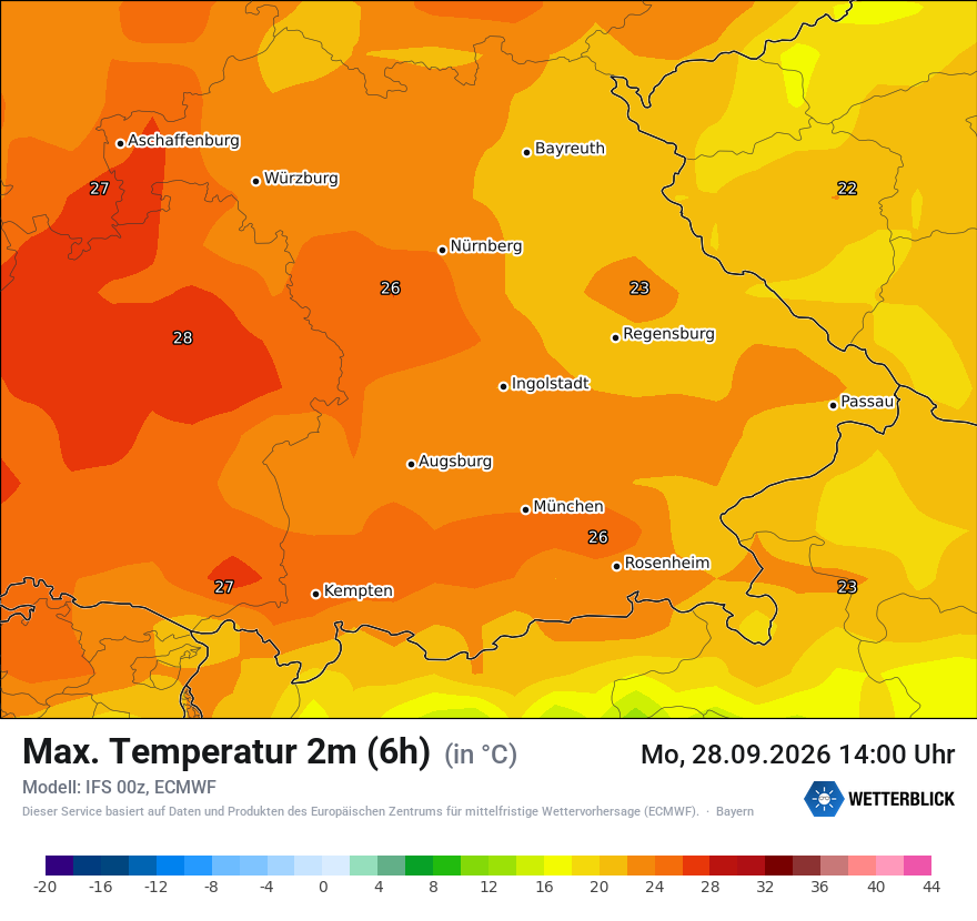 Modellkarte ECMWF – tmax6h – by