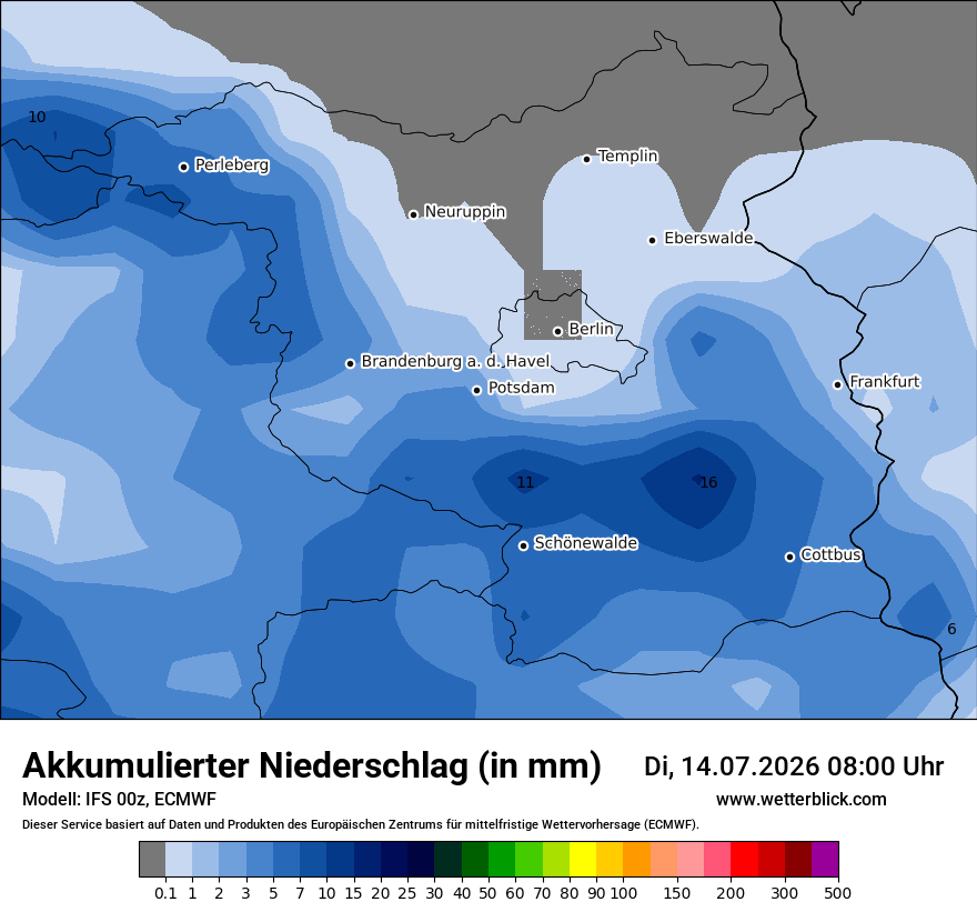 Modellkarte ECMWF – tot_prec – bb