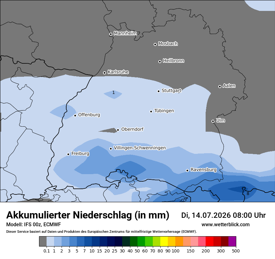 Modellkarte ECMWF – tot_prec – bw