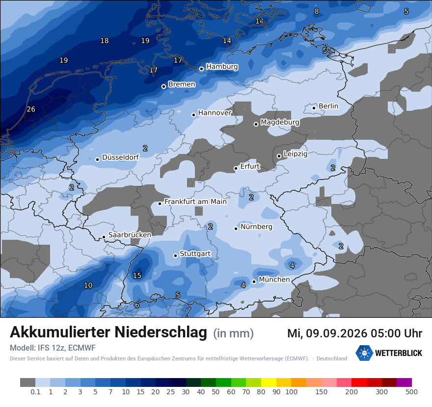 Modellkarte ECMWF – tot_prec – deutschland