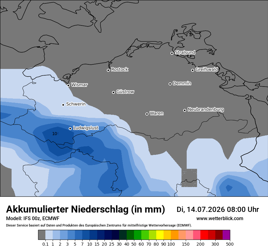 Modellkarte ECMWF – tot_prec – mv