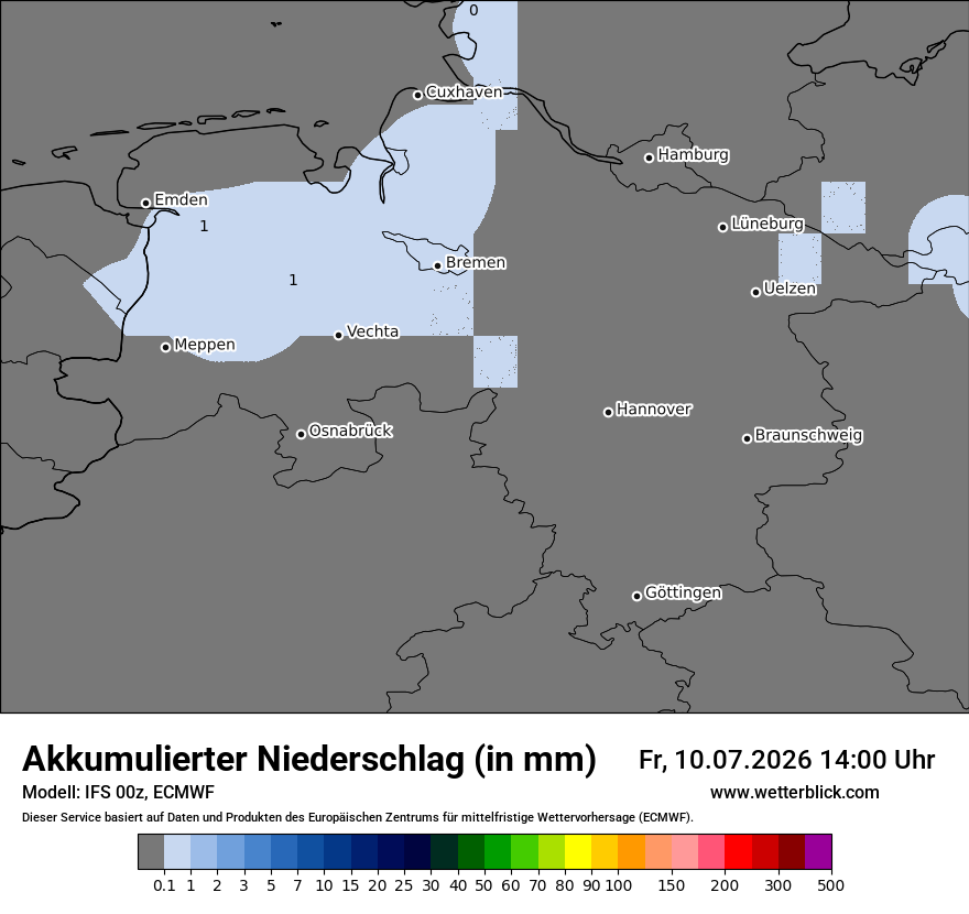 Modellkarte ECMWF – tot_prec – ni