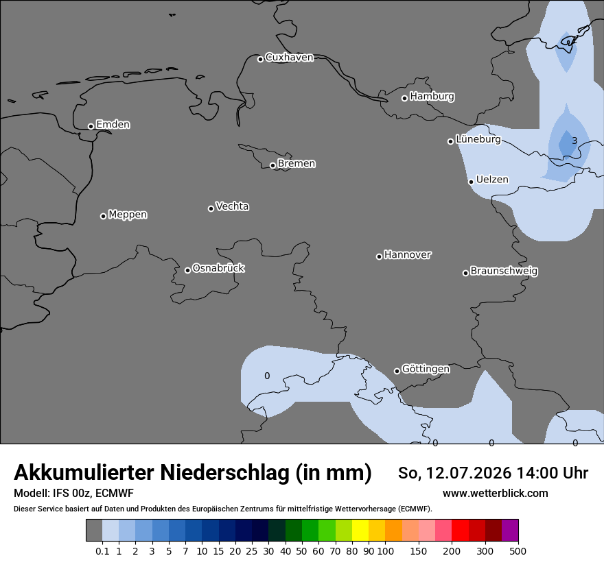 Modellkarte ECMWF – tot_prec – ni