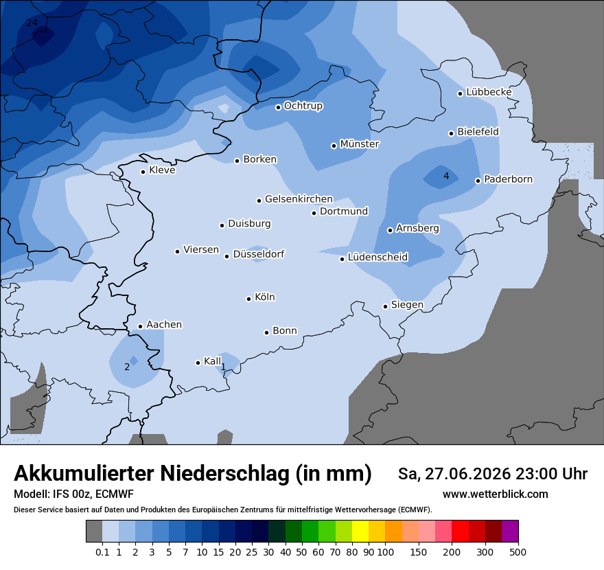 Modellkarte ECMWF – tot_prec – nrw