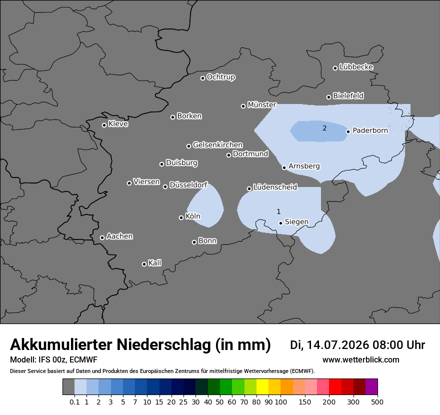 Modellkarte ECMWF – tot_prec – nrw