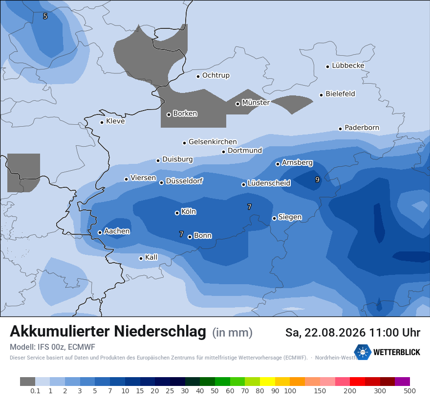 Modellkarte ECMWF – tot_prec – nrw