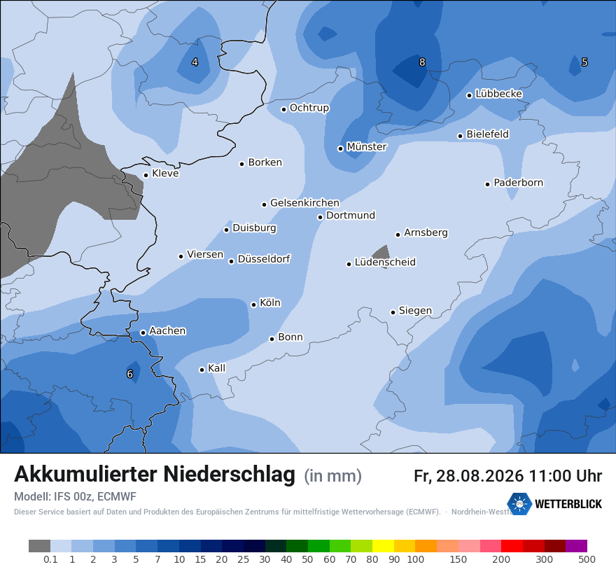 Modellkarte ECMWF – tot_prec – nrw
