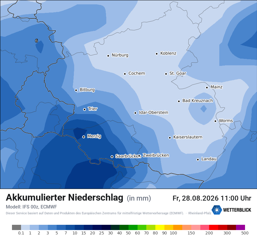 Modellkarte ECMWF – tot_prec – rp