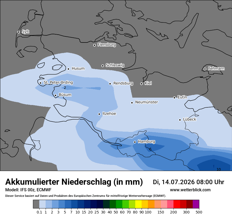 Modellkarte ECMWF – tot_prec – sh