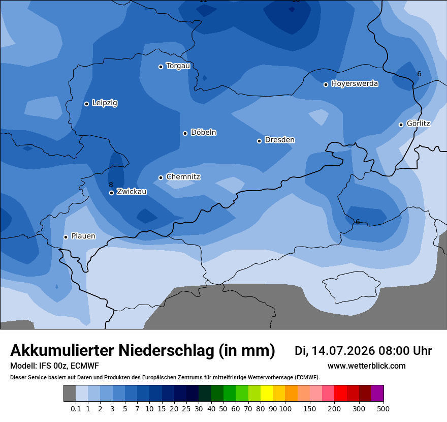 Modellkarte ECMWF – tot_prec – sn
