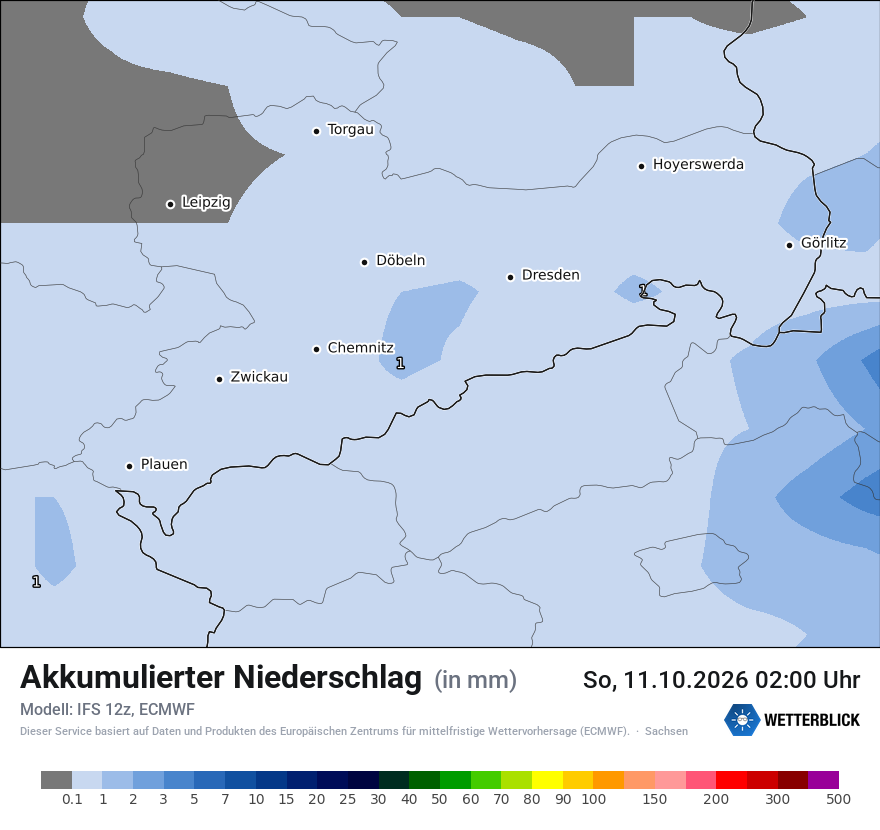 Modellkarte ECMWF – tot_prec – sn