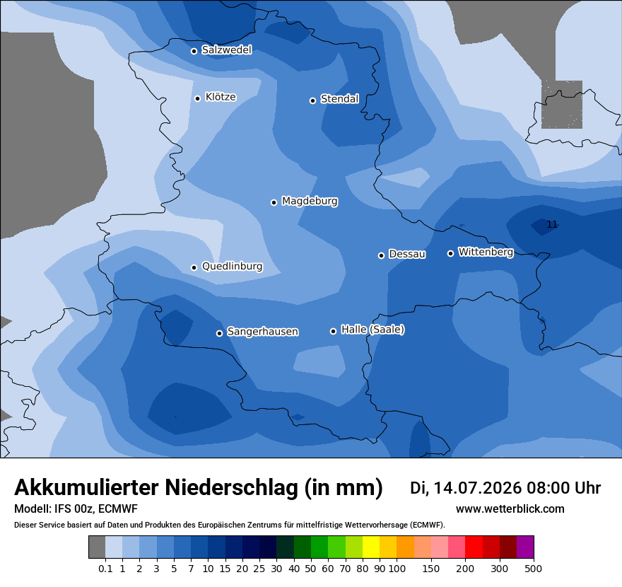 Modellkarte ECMWF – tot_prec – st