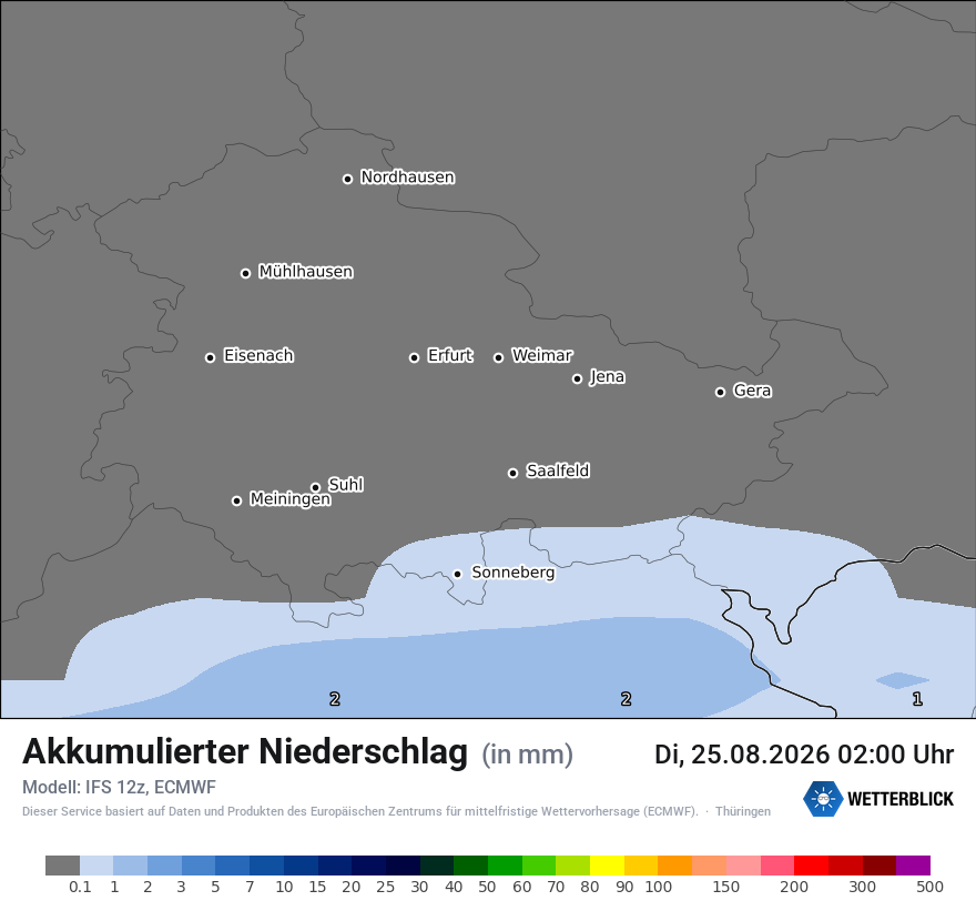 Modellkarte ECMWF – tot_prec – th