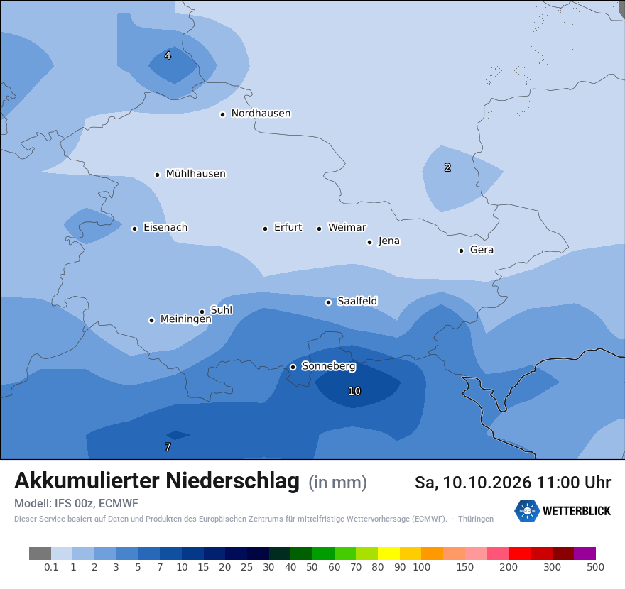 Modellkarte ECMWF – tot_prec – th
