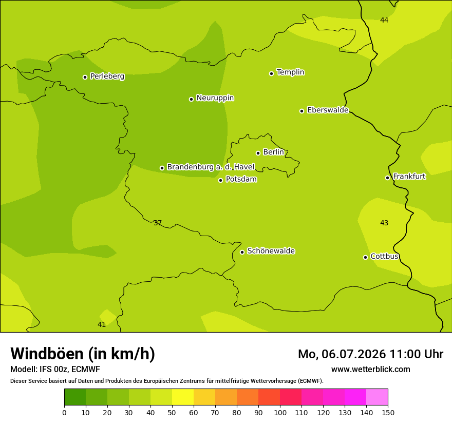 Modellkarte ECMWF – vmax – bb