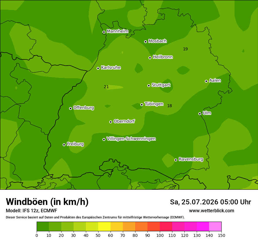 Modellkarte ECMWF – vmax – bw