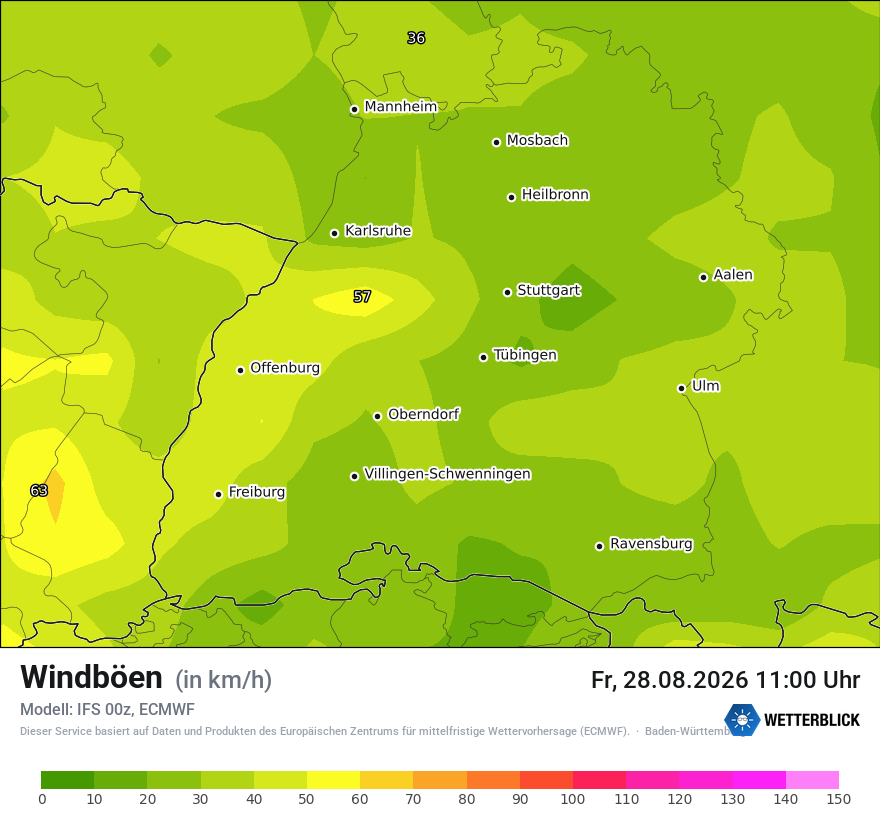 Modellkarte ECMWF – vmax – bw