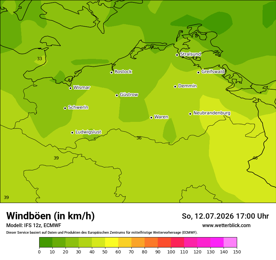 Modellkarte ECMWF – vmax – mv