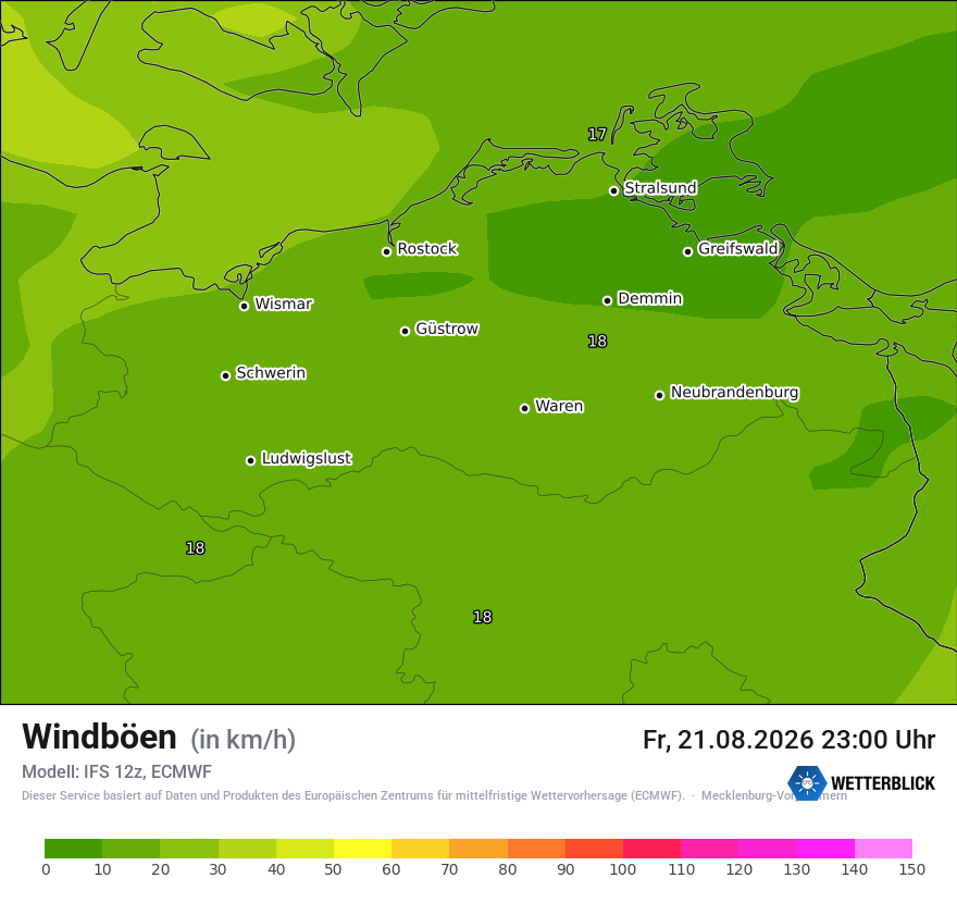 Modellkarte ECMWF – vmax – mv