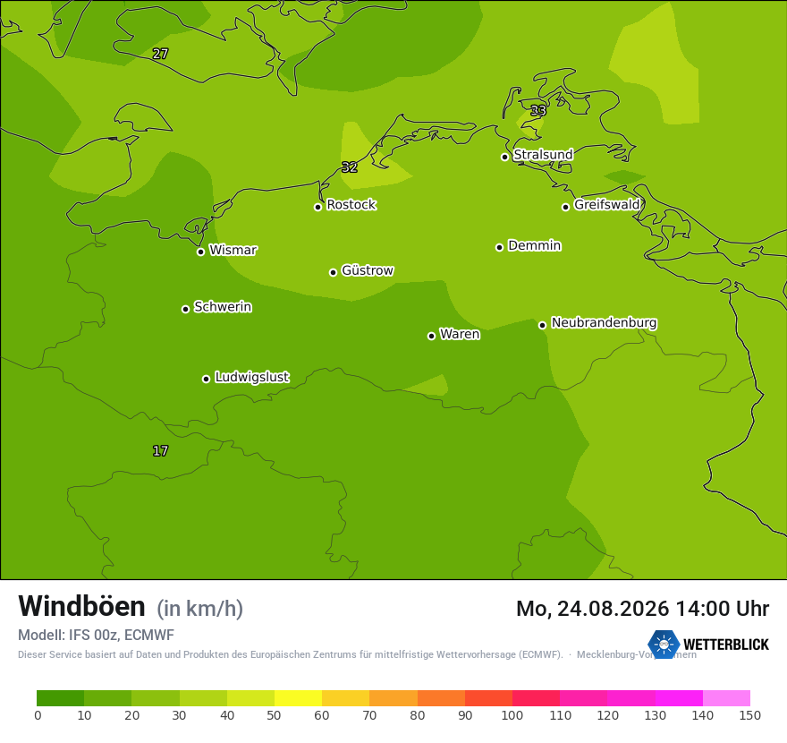 Modellkarte ECMWF – vmax – mv