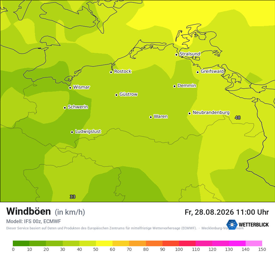 Modellkarte ECMWF – vmax – mv