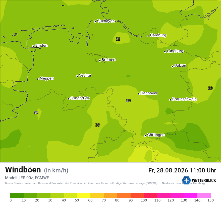 Modellkarte ECMWF – vmax – ni