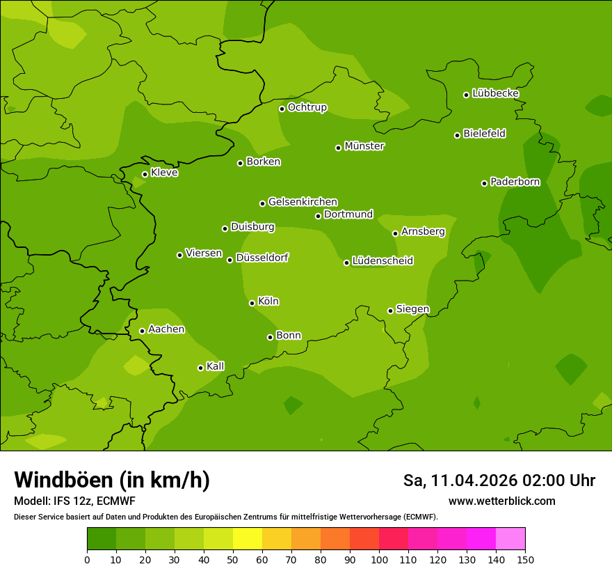Modellkarte ECMWF – vmax – nrw